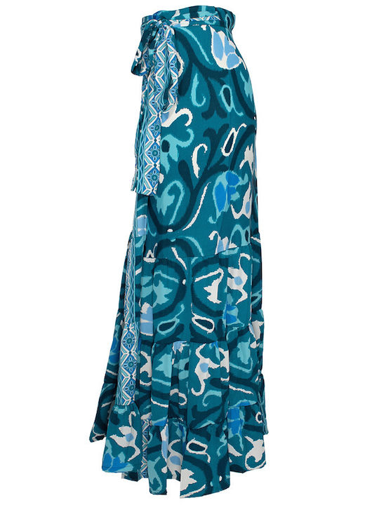 Satin Maxi Skirt Envelope Blue