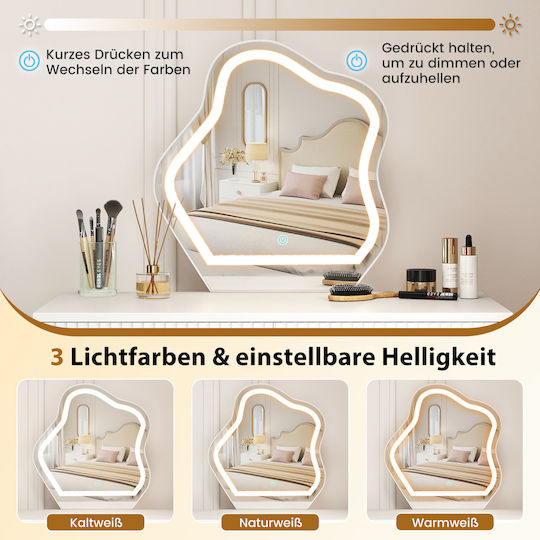 Schminktisch aus Holz & Metall Weiß mit Spiegel 124x40x120cm Schminktisch aus Holz & Metall Weiß mit Spiegel 124x40x120cm