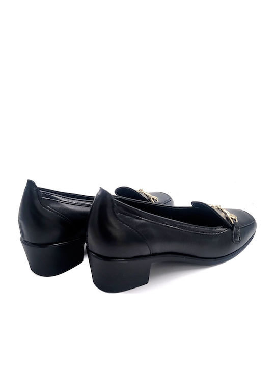 Δερμάτινες Pumps με Χαμηλό Absatz Μαύρες