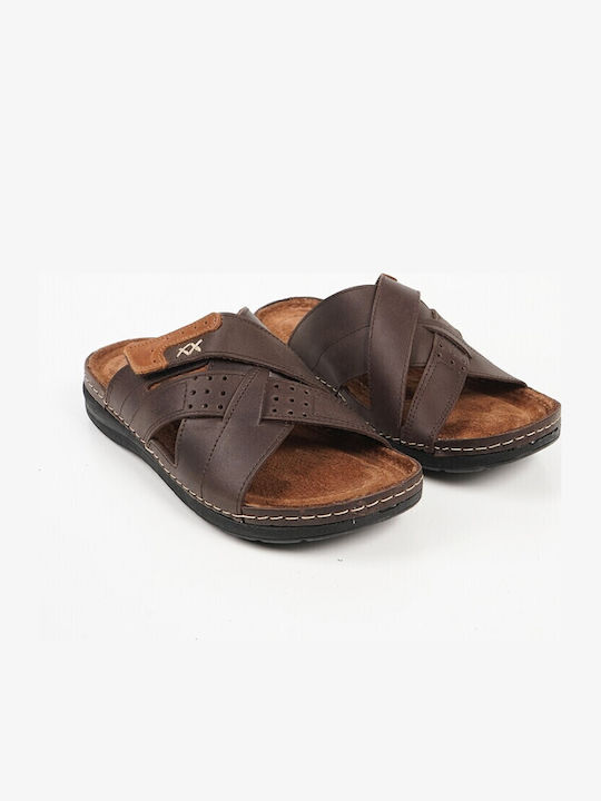 Leder Herrensandalen in Braune Farbe