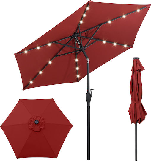 Garten- und Terrassen-Sonnenschirm Boden Rundschreiben Metall Burgundisch mit LEDs Φ2.3m NP12190BUG