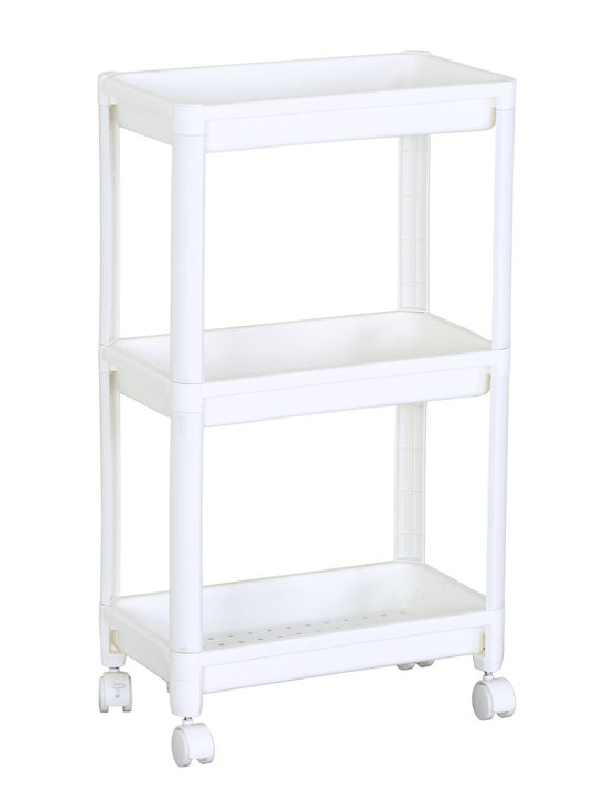ArteLibre Floen Kitchen Trolley Plastic 3 Tiers White 44x28x70cm