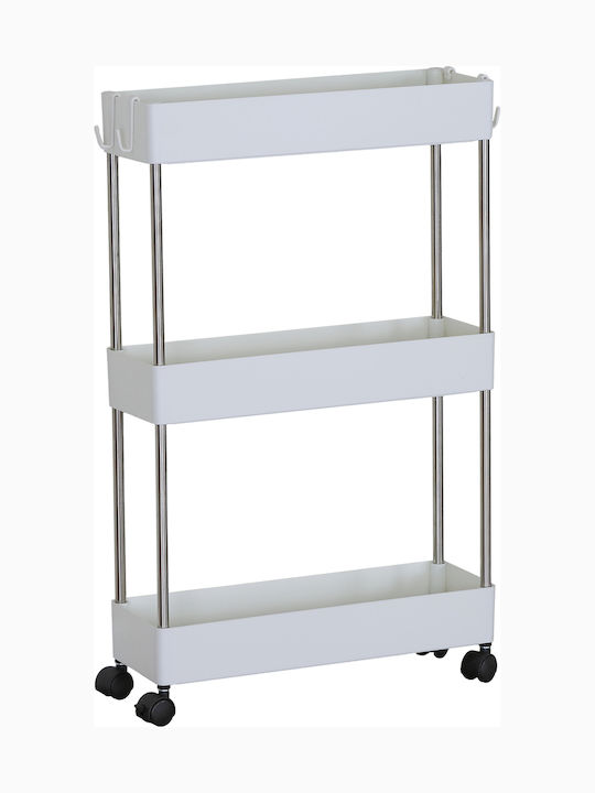 ArteLibre Vitano Kitchen Trolley Plastic 3 Tiers White 40x12.5x60cm