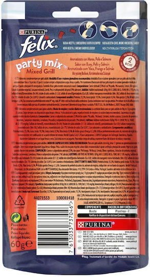 Felix Party Mix Snacks Gemischter Grill Geschmack Rindfleisch Huhn & Lachs 60g