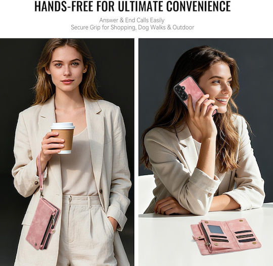 Caseme 008 Samsung Galaxy A57 5g Wallet Detachable Silicone Case Pink
