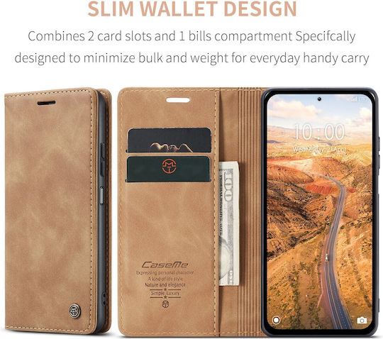 Caseme 013 Xiaomi Redmi Note 13 5g Retro Leather Θήκη Βιβλίο Brown