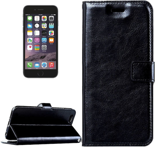 Tel1 Iphone 6 Plus 6s Plus Crazy Horse Texture Θήκη Βιβλίο Black