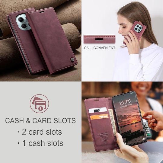 Caseme 013 Xiaomi Redmi Note 15 4g/5g Retro Leather Θήκη Βιβλίο Red