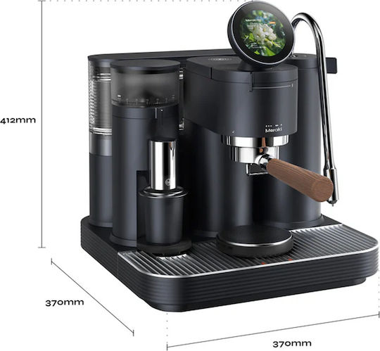Meraki Automatic Espresso Machine 1600W 9bar Pressure with Grinder Black