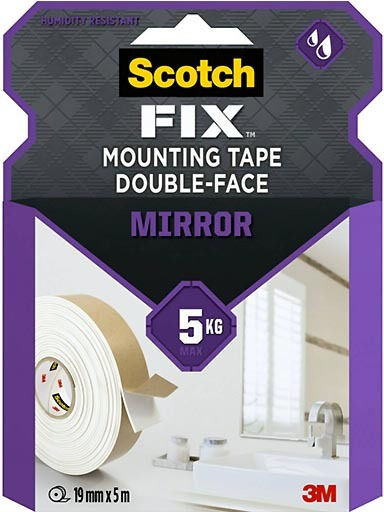 3m Scotch-fix White Double-Sided Tape For Mirror Installation 19mm X 5m