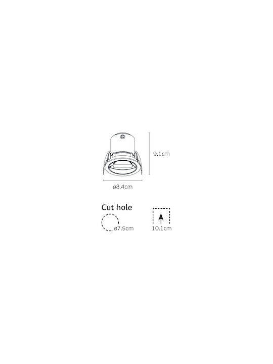 VK Lighting Metallic Recessed Spot with Built-in LED and Natural White Light White 8.4x8.4cm VK Lighting Metallic Recessed Spot with Built-in LED and Natural White Light White 8.4x8.4cm