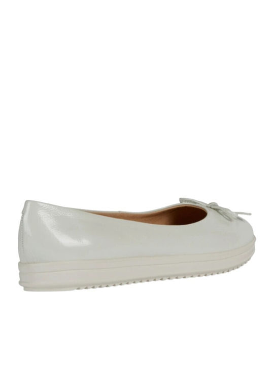 Kids Ballerinas with Hoop & Loop Closure Leather White