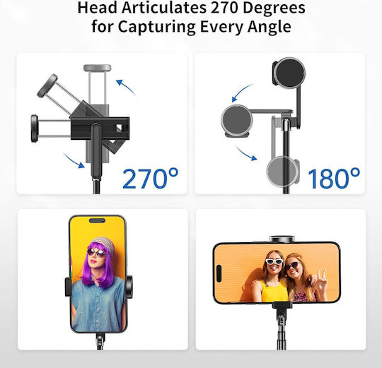 Atumtek Selfie Stick Tripod Remote Control Compact Stable 270° Rotation Foldable 80 Cm Suitable Smartphones