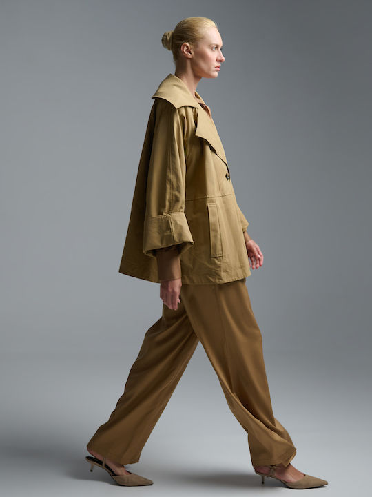Women's Camel Half Coat