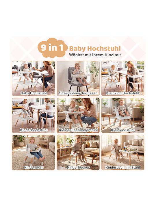 Costway Baby Highchair with Adjustable Height Gray