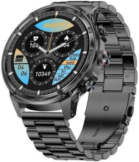 Gravity GT41-4 53mm Smartwatch με Παλμογράφο (Black)