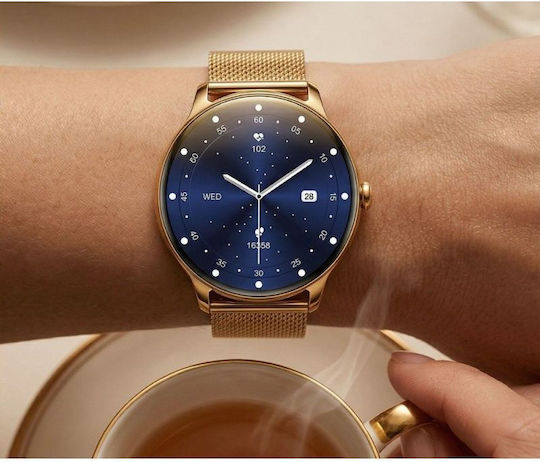 Gravity GT31-2 42mm Smartwatch με Παλμογράφο (Golden)