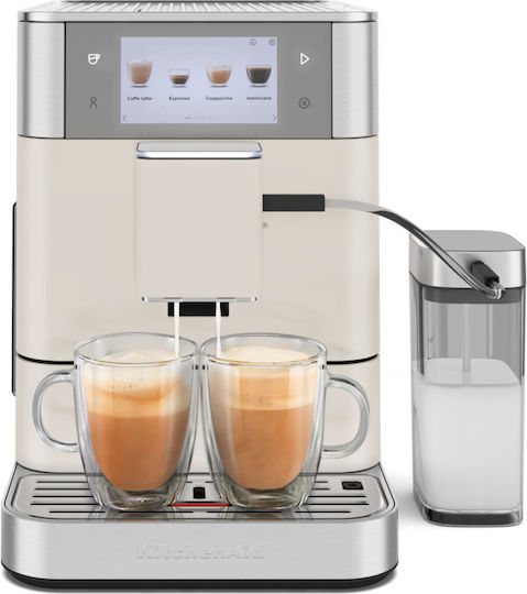 Kitchenaid Kf8 Αυτόματη Μηχανή Espresso 1450W Πίεσης 15bar για Cappuccino με Μύλο Άλεσης Porcelain White 5KES8558BPL
