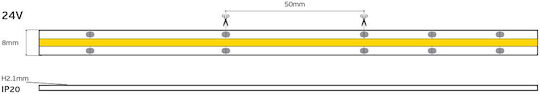 VK Lighting Smart LED Strip Wi-Fi 24V Cold White Light 5m COB Type
