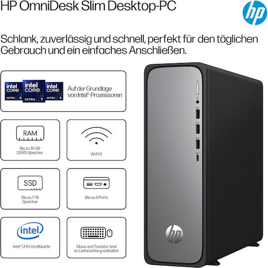 HP OmniDesk Desktop PC (Ultra 3-/8GB DDR5/512GB SSD/W11 Home)