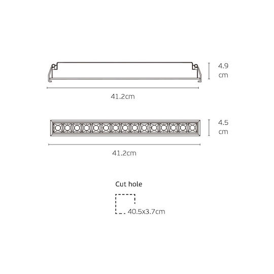 VK Lighting LED Linear Recessed Ceiling Light 15W Warm White IP20 with Adjustable Intensity W41.2xD4.9xH4.5cm