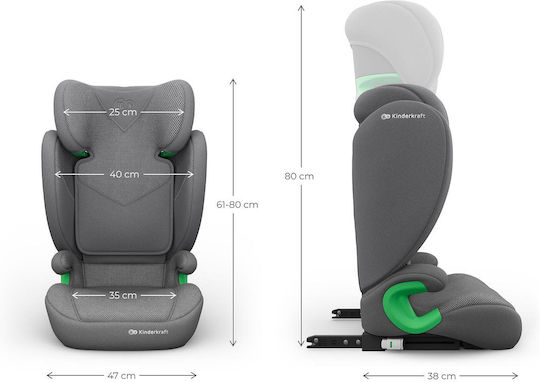 Kinderkraft Junior Fix 2 Plus Car Seat i-Size with Isofix Plus Grey 15-36 kg