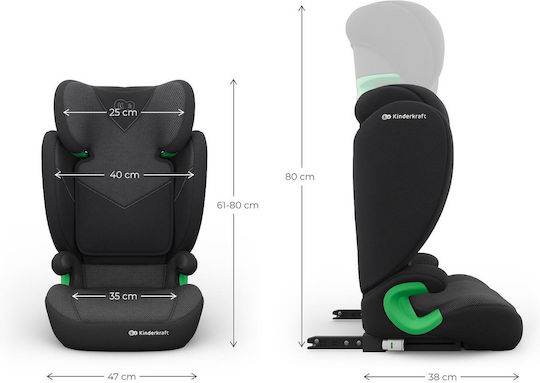 Kinderkraft Junior Fix 2 Plus Καθισματάκι Αυτοκινήτου High-back Booster i-Size με Isofix Black