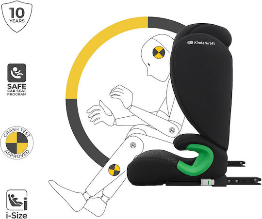 Kinderkraft Junior Fix 2 Plus Καθισματάκι Αυτοκινήτου High-back Booster i-Size με Isofix Black