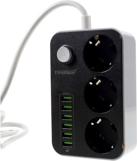 Steckdosenleiste 3-fach mit 6 USB-A