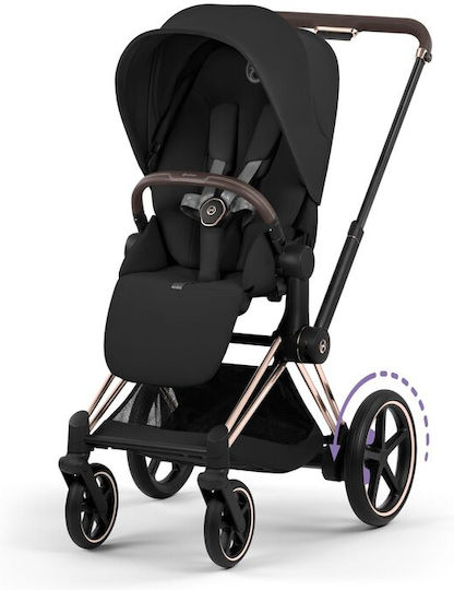 Cybex Priam Comfort Reversible 2 in 1 Baby Stroller Suitable for Newborn Sepia Black/Rosegold Frame 12.9kg