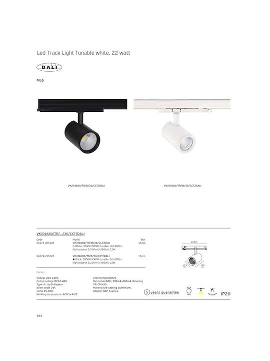 VK Lighting LED Einstellbares Warm zu kühlem Weiß Decken- und Wandleuchte in Schwarz Farbe
