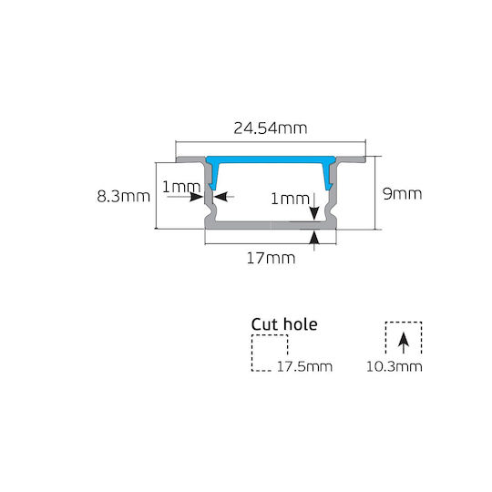 VK Lighting LED-Streifen Aluminiumprofil mit Opalabdeckung 200cm
