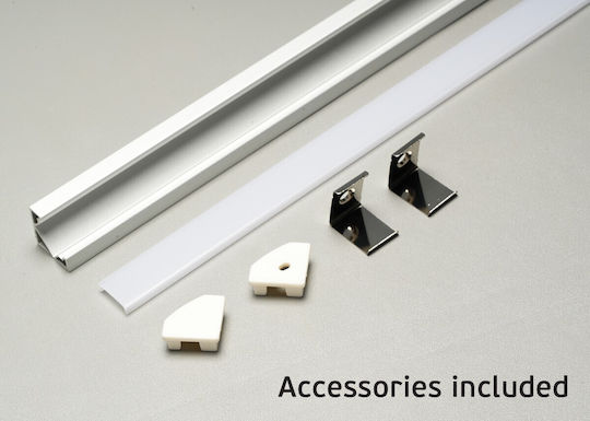 VK Lighting Προφίλ Αλουμινίου Ταινίας LED Γωνιακό με Οπάλ Κάλυμμα 200x0.2x0.2εκ.