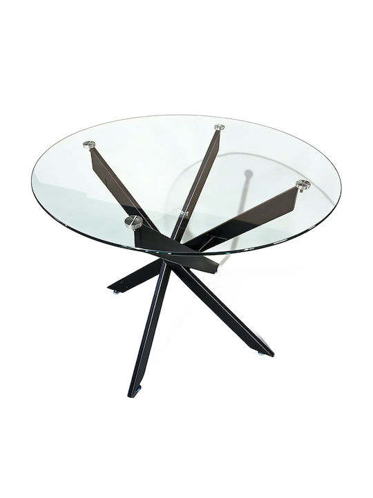 Glazera Round Dining Table with Glass Top Black 90x90x75cm