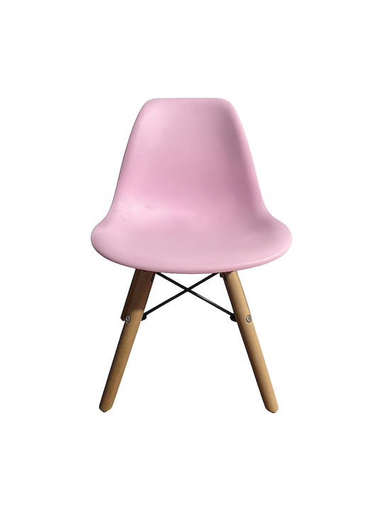 Rosene Dining Chair Made of Polypropylene Pink/Natural 31x39x55cm