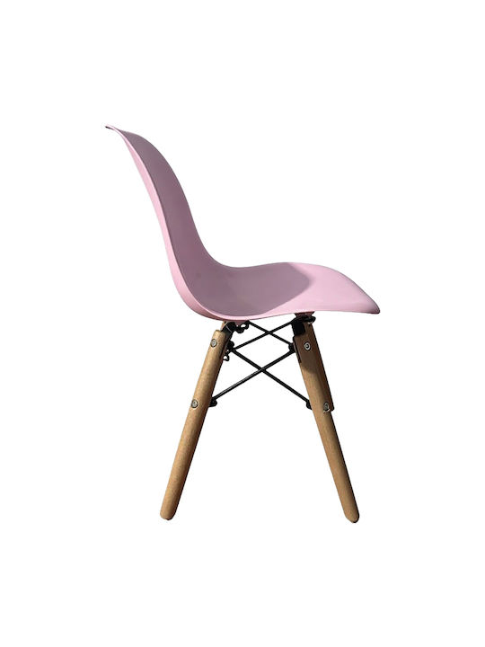Rosene Dining Chair Made of Polypropylene Pink/Natural 31x39x55cm