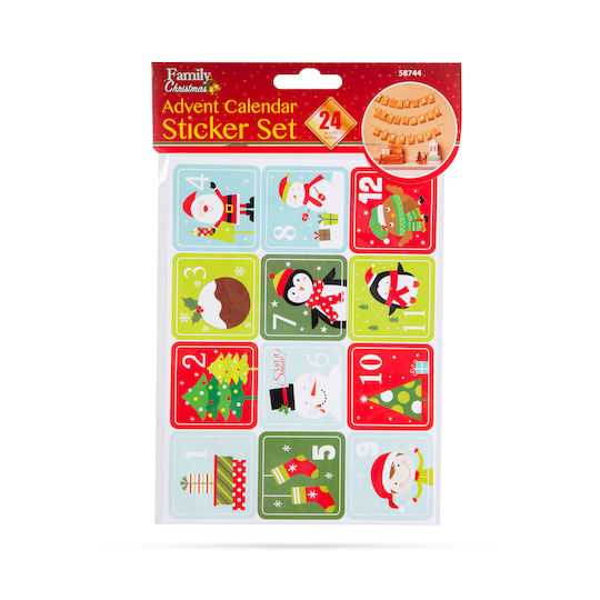 Set De Autocolante Calendar Advent 1-24 5x5 Cm Decorațiune De Crăciun Autocolantă