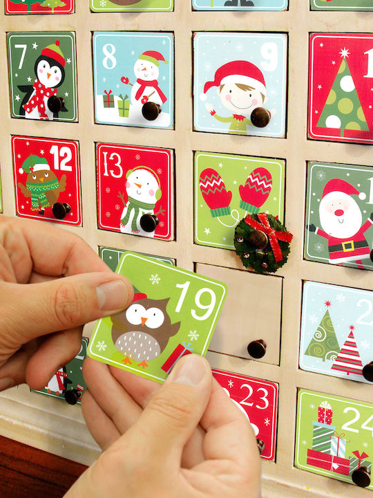 Weihnachtsaufkleber Set Adventskalender 1-24 5x5 Cm Selbstklebende Weihnachtsdekoration