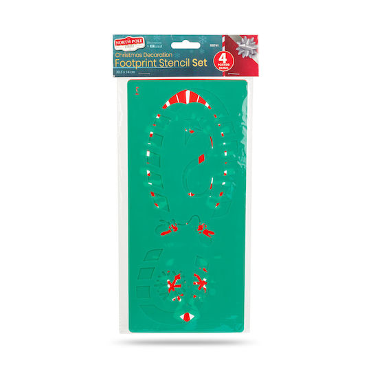 Vorlage Set Weihnachtsmann Fußspuren 30,5x14 cm 4 Stücke Kunststoff