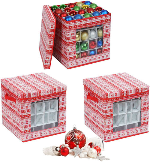 Relaxdays Weihnachtsaccessoires Schmuckaufbewahrungstasche Set 3 Weiße Rote 33x33x33 cm