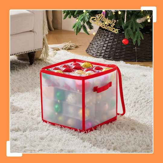 Christmas Bauble Storage Box Relaxdays Red Transparent 36x36x36 Cm