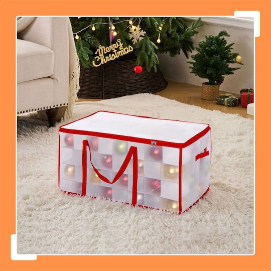 Christmas Bauble Storage Box Relaxdays Transparent Red 37x36x73 Cm 3 Compartments