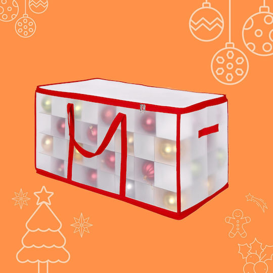 Christmas Bauble Storage Box Relaxdays Transparent Red 37x36x73 Cm 3 Compartments