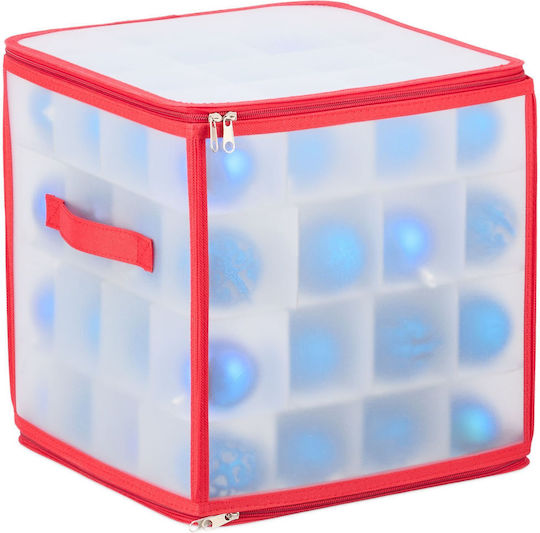 Relaxdays Weihnachtsaccessoires Schmuckaufbewahrungstasche Weiß Rot Transparent 31x30x30 cm