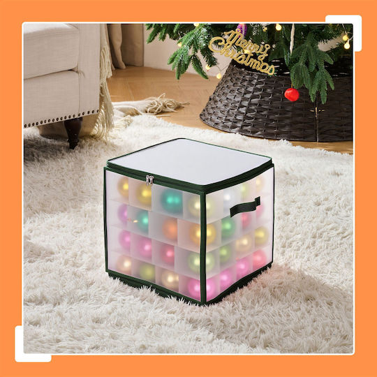 Relaxdays Christmas Ornament Storage Box Green Transparent 36x36x36 Cm