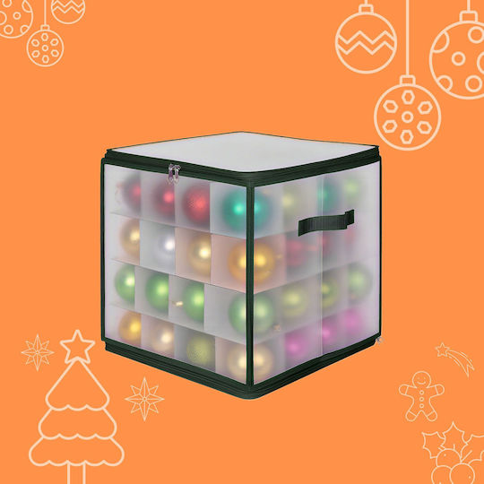 Relaxdays Christmas Ornament Storage Box Green Transparent 36x36x36 Cm