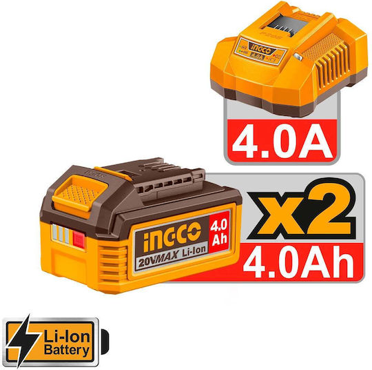 Ingco Rotary Hammer Excavator Battery 20V 2x4Ah with SDS Plus Socket CRHLI262085E