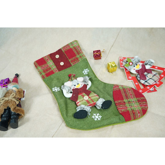 Christmas Decorative Sock with Elf L30xW20cm Green