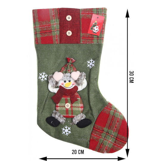 Christmas Decorative Sock with Elf L30xW20cm Green