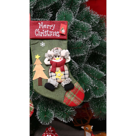 Christmas Decorative Sock with Elf L40xW20cm Green